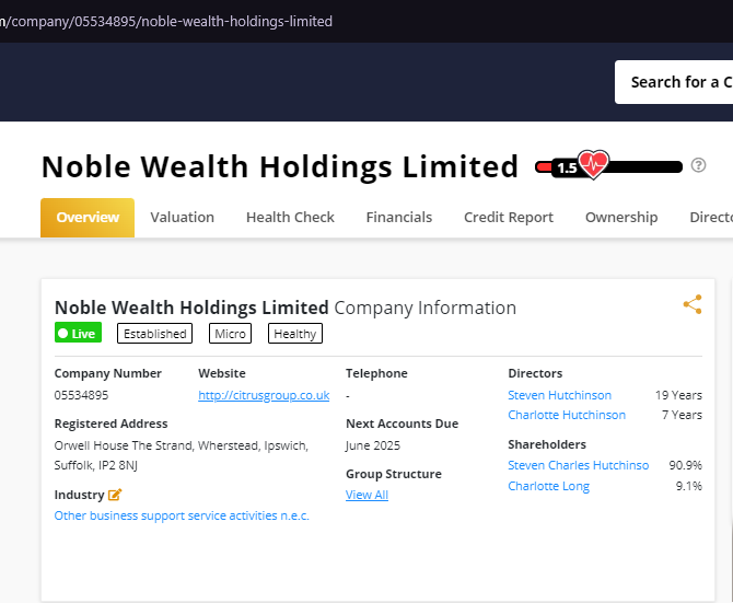 Noble Wealth Holdings firmasının gerçek bilgileri